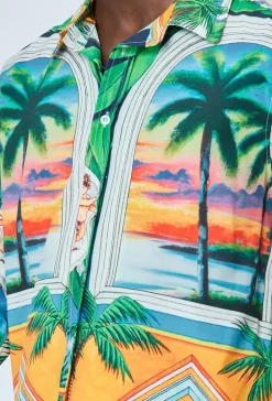 Chemise palmier décontractée à manches longues