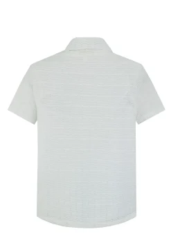 Chemise plissée manches courtes col à revers