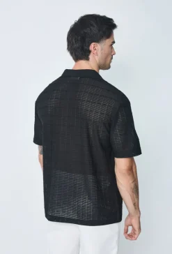 Chemise plissée manches courtes col à revers