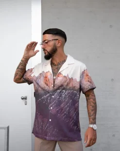 Chemise structuré imprimé paysage