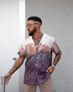 Chemise structuré imprimé paysage