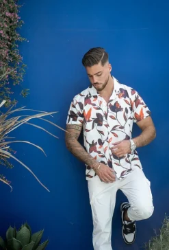 Chemise structurée à motifs fleuri