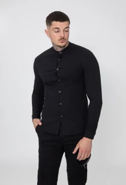 Chemise toile col mao