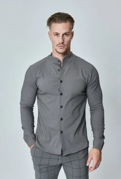 Chemise toile col mao