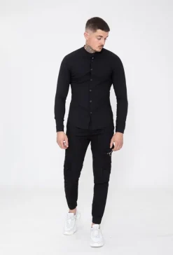Chemise toile col mao