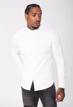 Chemise toile col mao