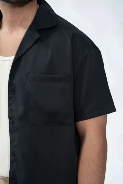 Chemise toile manches courtes unie