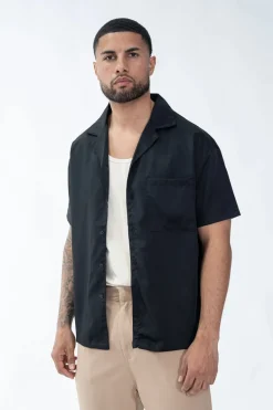 Chemise toile manches courtes unie