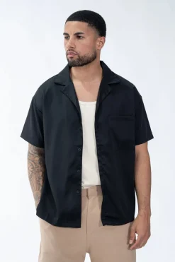 Chemise toile manches courtes unie