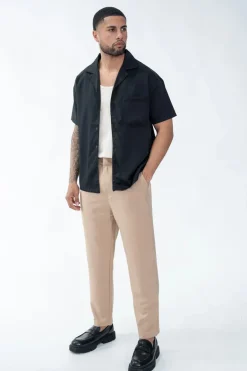 Chemise toile manches courtes unie