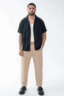 Chemise toile manches courtes unie