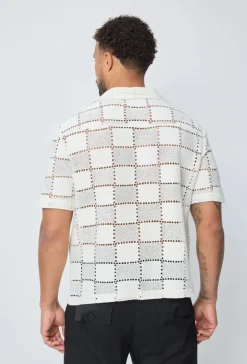 Chemise trouée manches courtes à boutons