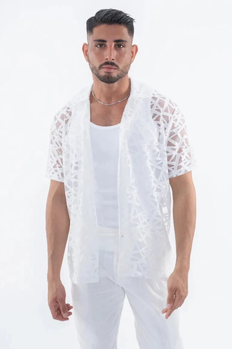 Chemise uni manches courtes transparente