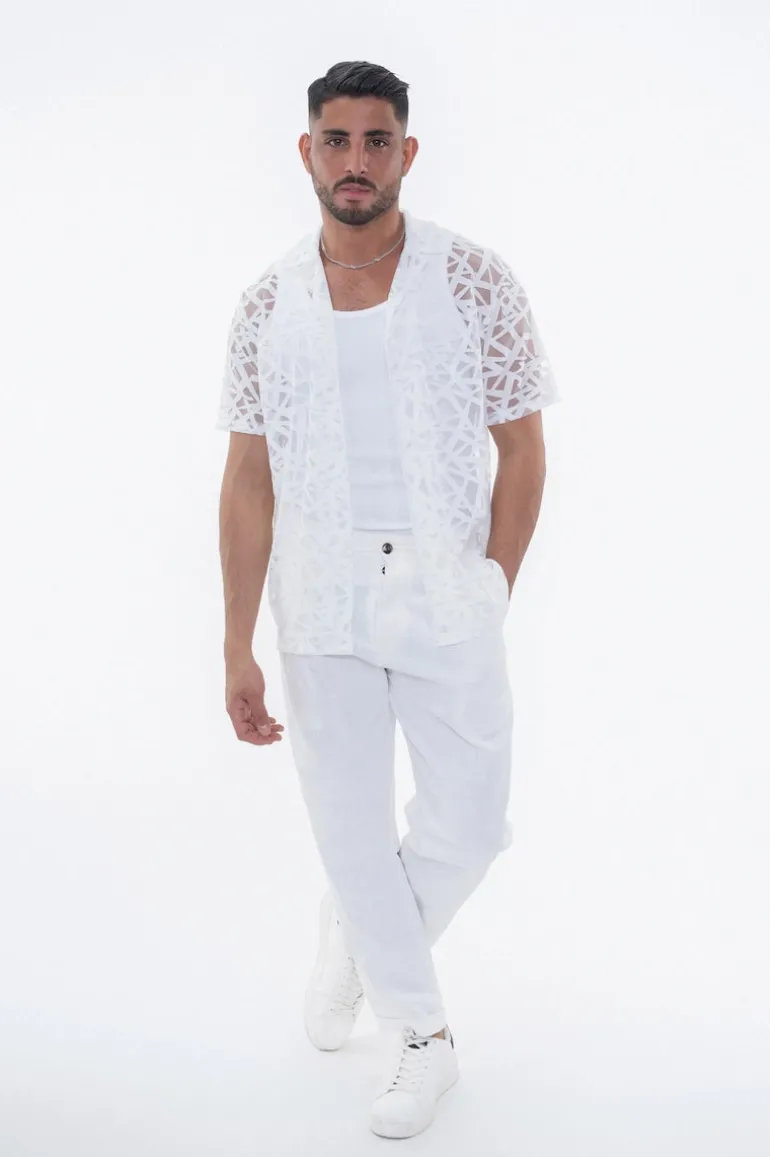 Chemise uni manches courtes transparente