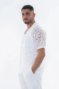 Chemise uni manches courtes transparente