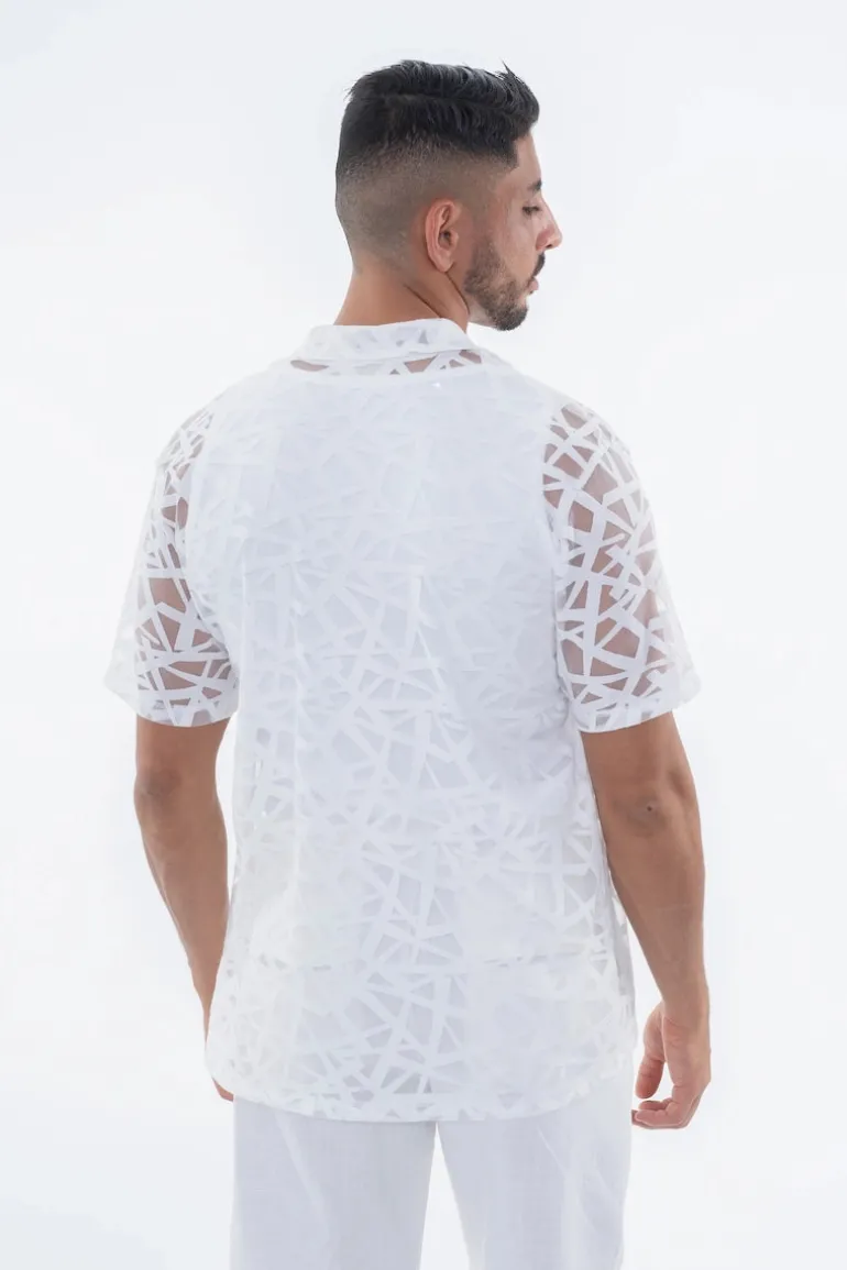 Chemise uni manches courtes transparente