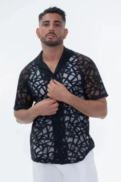 Chemise uni manches courtes transparente