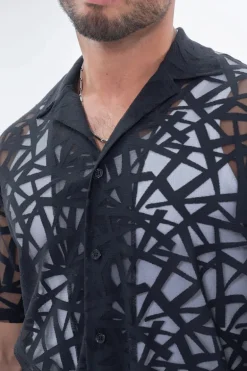 Chemise uni manches courtes transparente