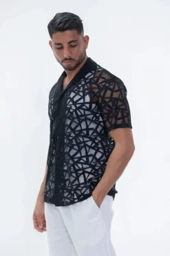 Chemise uni manches courtes transparente