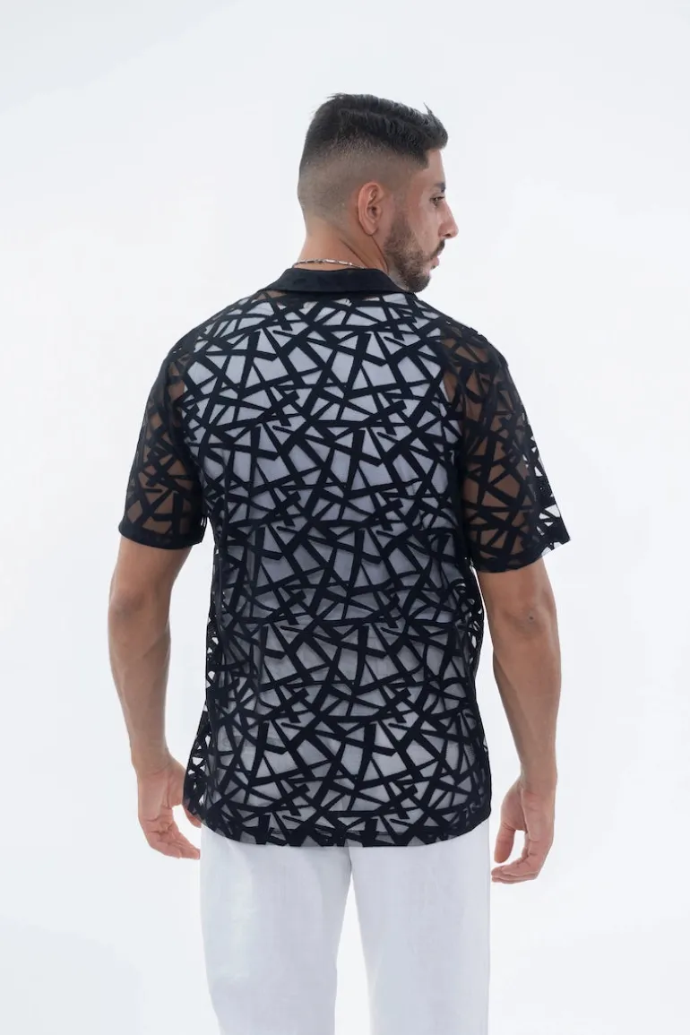 Chemise uni manches courtes transparente