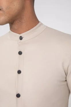 Chemise unie col mao à manches longues