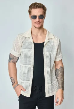 Chemise unie effet tissé transparent