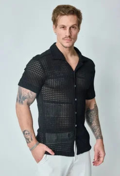 Chemise unie effet tissé transparent