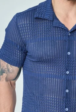 Chemise unie effet tissé transparent