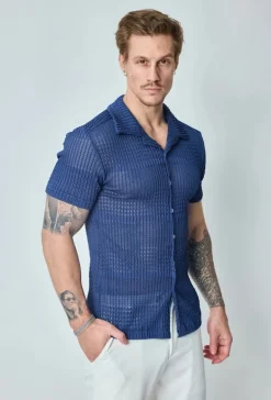 Chemise unie effet tissé transparent