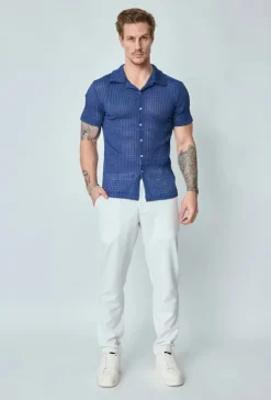 Chemise unie effet tissé transparent
