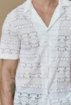 Chemise unie manches courtes à motifs