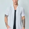 Chemise unie trouée manches courtes
