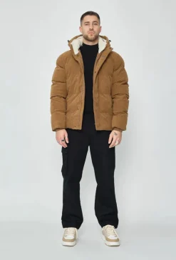 Doudoune à capuche effet daim