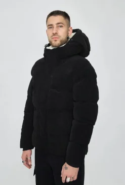 Doudoune à capuche effet daim
