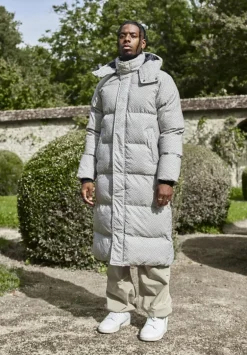 Doudoune longue à motif répétitif