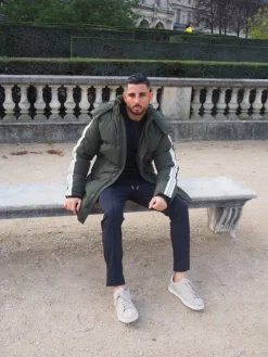 Doudoune longue boutonné à capuche