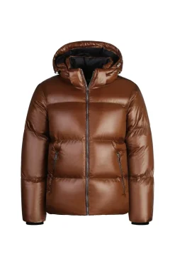 Doudoune matelassé et laqué à capuche réglable