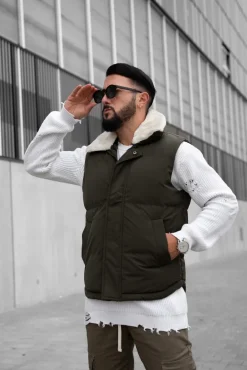 Doudoune sans manches avec col mouton