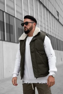 Doudoune sans manches avec col mouton