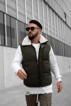 Doudoune sans manches avec col mouton