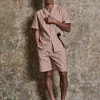 Ensemble à rayures chemise manches courtes short