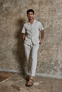 Ensemble à rayures chemise manches courtes pantalon