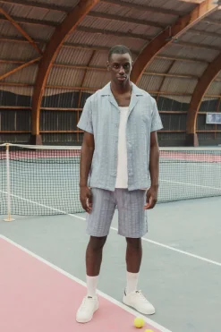 Ensemble à rayures chemise manches courtes short