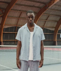 Ensemble à rayures chemise manches courtes short