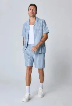 Ensemble à rayures chemise manches courtes short