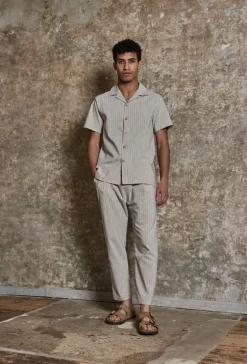 Ensemble à rayures chemise manches courtes pantalon