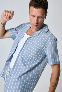 Ensemble à rayures chemise manches courtes short