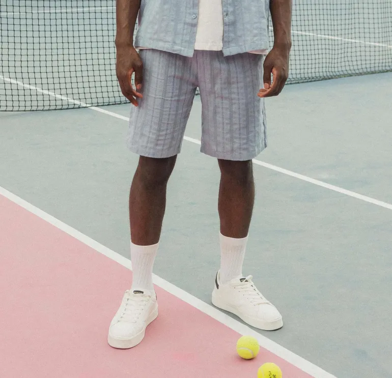 Ensemble à rayures chemise manches courtes short