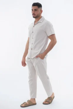 Ensemble à rayures chemise manches courtes pantalon