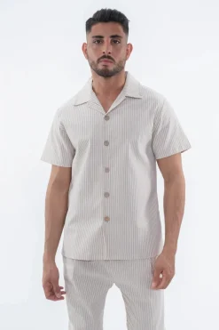 Ensemble à rayures chemise manches courtes pantalon